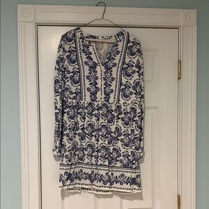 LOFT Blue and White Floral Dress